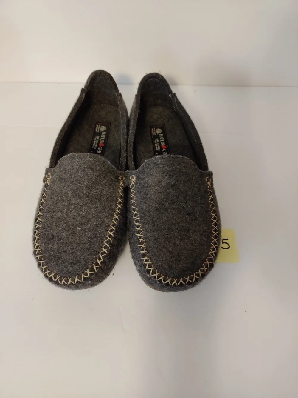 Haflinger Gray Wool Slip-On Moccasin Loafers 41/8
